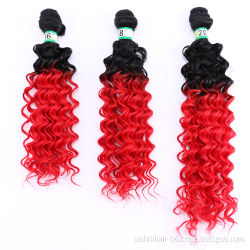 AiShiLi Hair Factory Wholesale Two-Tone  Ombre Deep Wave Crochet Braids Heat Resistant Synthetic Hair Extension Wig